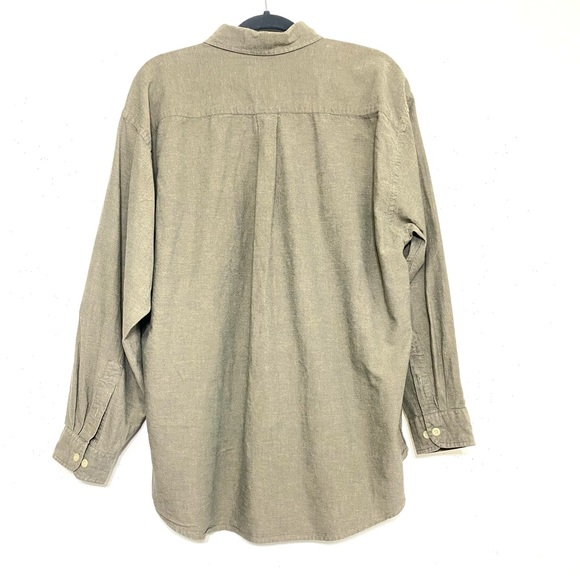 American Khakis OLIVE GREEN collared long sleeve button down shirt size L - Picture 2 of 9